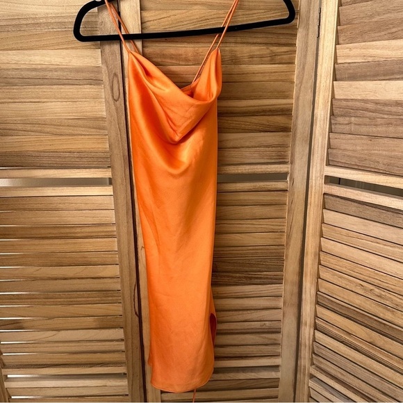 STAUD Mini Bellamy Satin Slip Dress Nectarine Size S - Picture 4 of 8